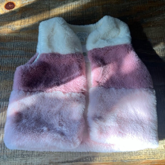 12-18 Month Pink Color-Block Faux Fur Toddler Vest - Picture 1 of 5